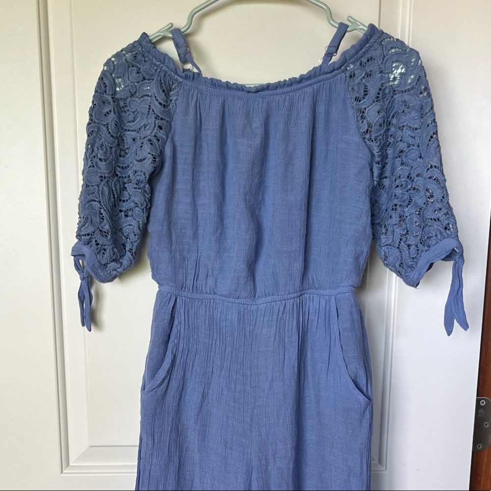 Girl’s Iz Byer Blue Lace Romper